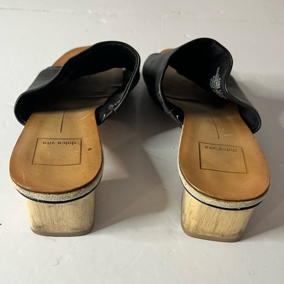 Dolce Vita Women’s Black Leather Slide Sandals, Size 7.5M, Block Heel - Picture 9 of 9